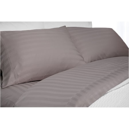Elle Bamboo Super Soft 300TC Striped Sheet Set (4pc), Grey, Full EL660008